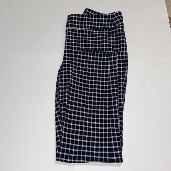 Loft Modern Skinny Ankle Pant Size 4 Navy and White Plaid Office Teacher Work - Picture 2 of 13